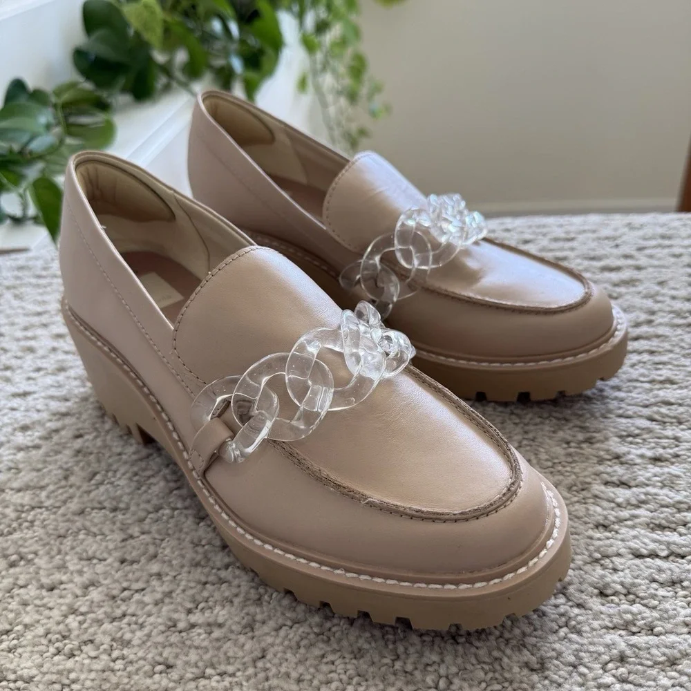 DOLCE VITA 8.5 Haris Leather Blush Platform Loafers